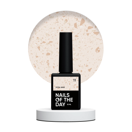 NAILSOFTHEDAY Potal Base 11 – Mleczna Baza Hybrydowa ze Złotymi Płatkami