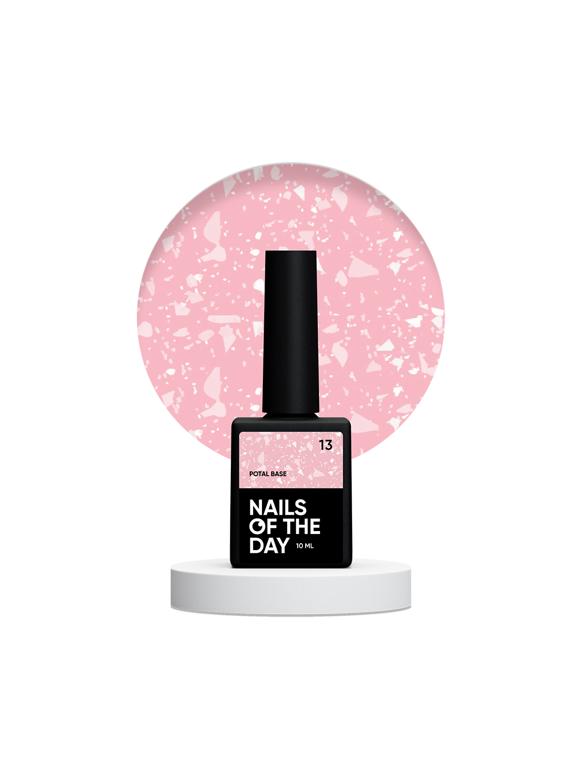 NAILSOFTHEDAY Potal Base 13 – Jasnoróżowa Baza Hybrydowa z Białymi Płatkami