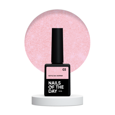 Bottle Gel Shimmer 03 NAILSOFTHEDAY – Jasnoróżowy Żel Budujący ze Srebrną Drobinką