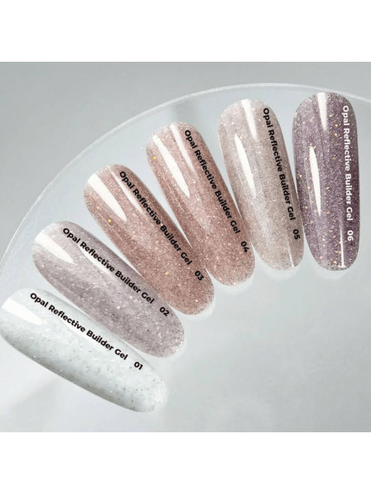 Opal Reflective Builder Gel 05 NAILSOFTHEDAY – Beżowy Żel Budujący z Opalizującym Połyskiem i Drobinkami