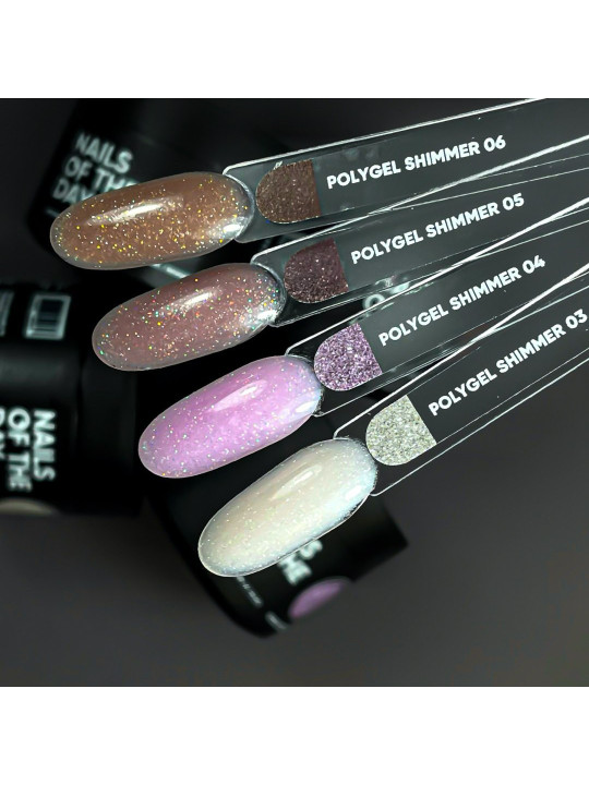 Polygel Shimmer 06 NAILSOFTHEDAY – Ciemnobeżowy Akrylożel z Drobinkami do Przedłużania i Modelowania Paznokci