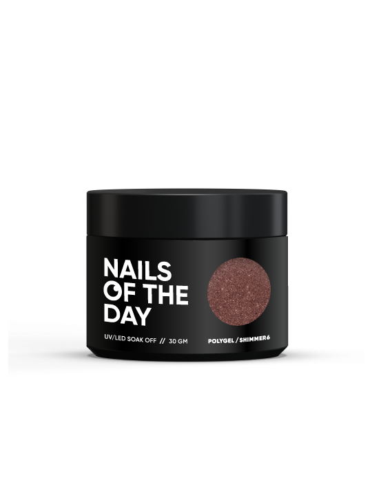 Polygel Shimmer 06 NAILSOFTHEDAY – Ciemnobeżowy Akrylożel z Drobinkami do Przedłużania i Modelowania Paznokci
