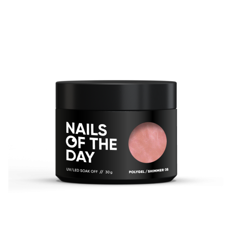 Polygel Shimmer 08 NAILSOFTHEDAY – Różowy Nude Akrylożel z Intensywnym Srebrnym Shimmerem do Przedłużania i Modelowania Paznokci