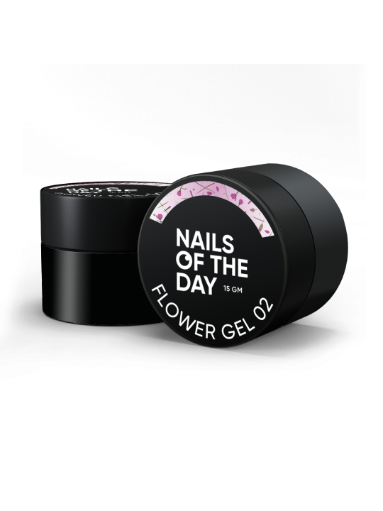 Flower Gel 02 NAILSOFTHEDAY – Różowy Żel Budujący z Suchymi Kwiatami