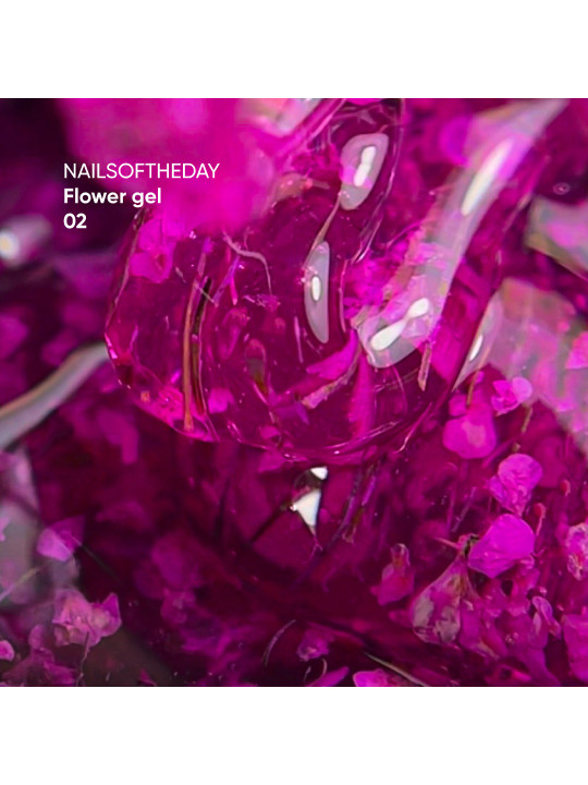 Flower Gel 02 NAILSOFTHEDAY – Różowy Żel Budujący z Suchymi Kwiatami