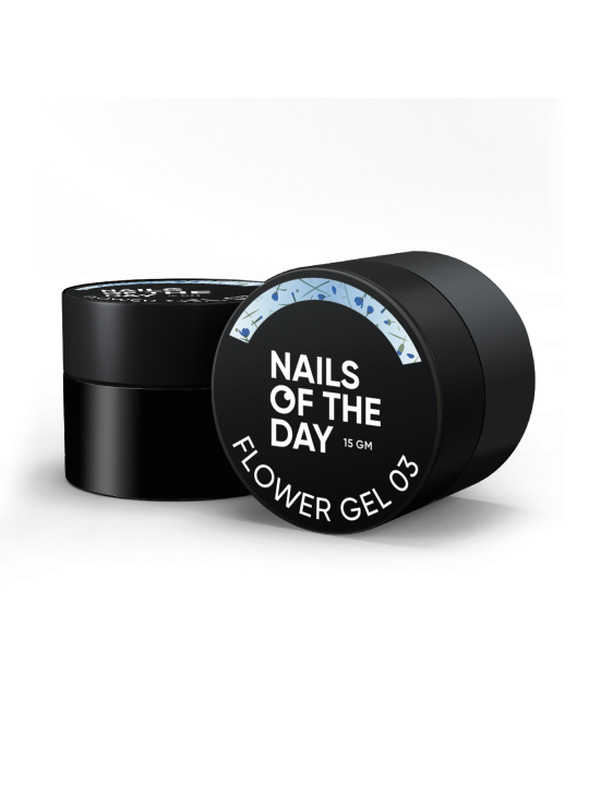 Flower Gel 03 NAILSOFTHEDAY – Niebieski Żel Budujący z Suchymi Kwiatami
